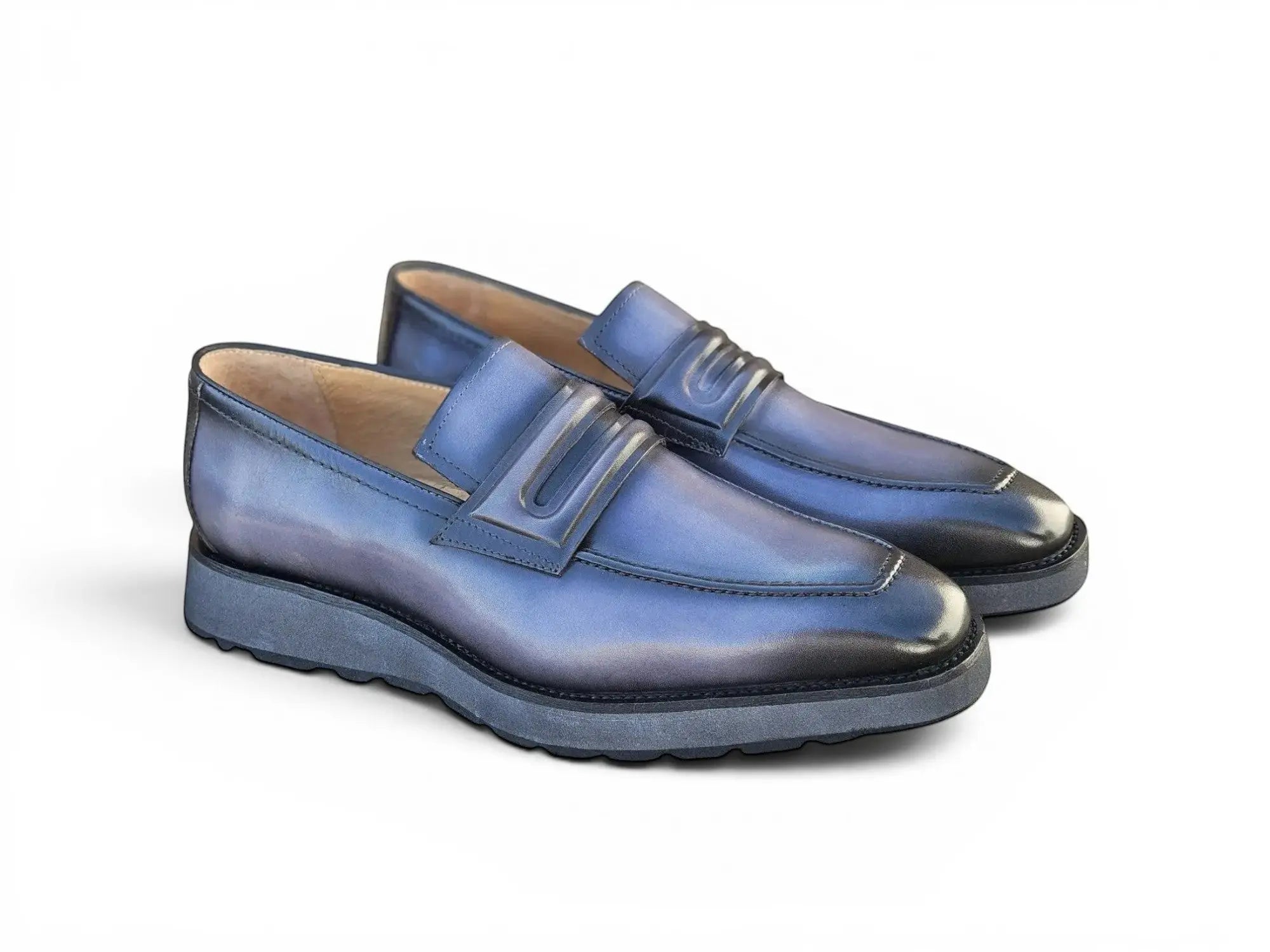 Leather Penny Loafer in Chunky Sole Carrucci