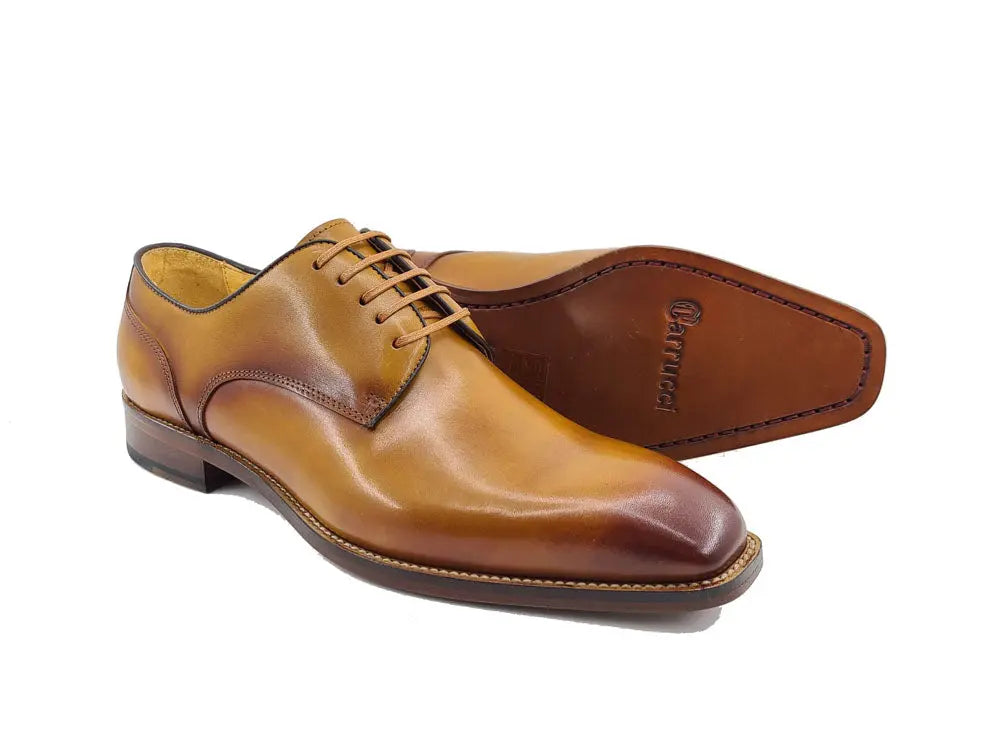 Leather Sole Plain Toe Burnished Blucher Carrucci