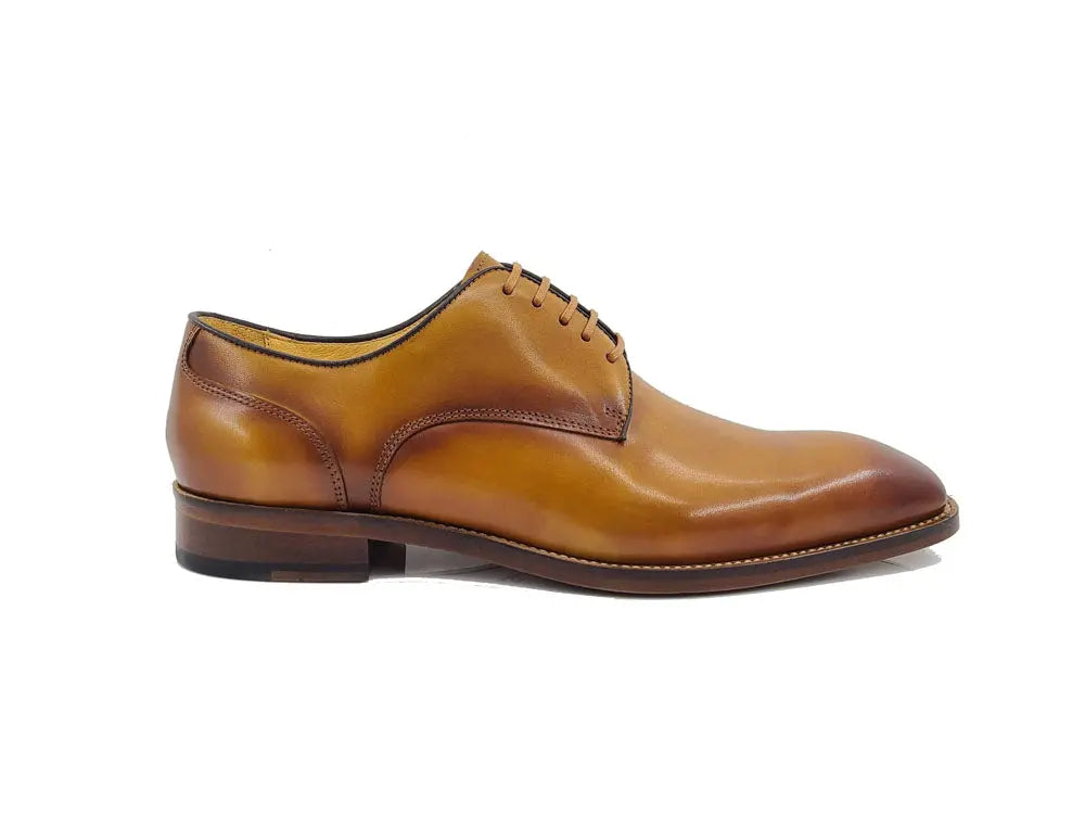 Leather Sole Plain Toe Burnished Blucher Carrucci