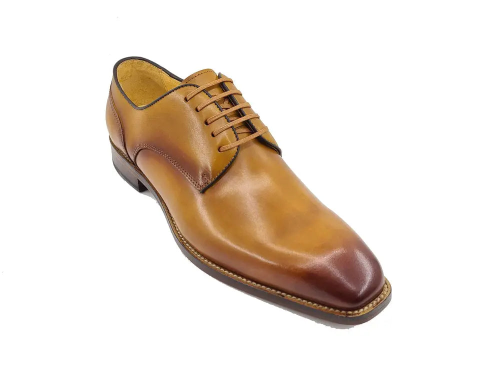 Leather Sole Plain Toe Burnished Blucher Carrucci