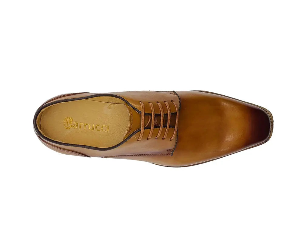 Leather Sole Plain Toe Burnished Blucher Carrucci