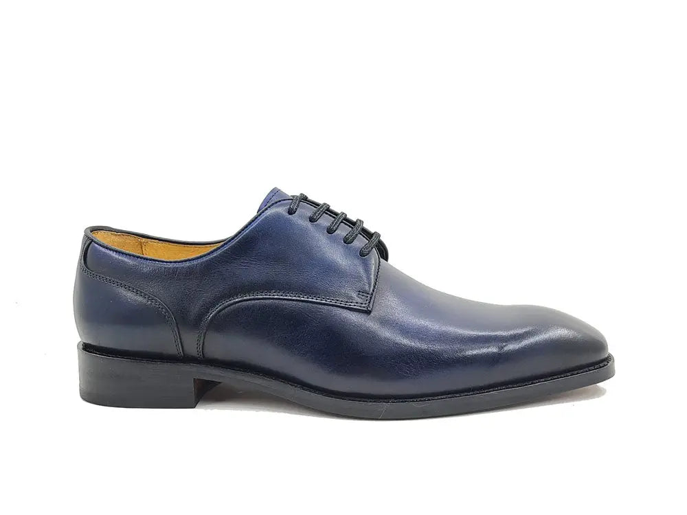 Leather Sole Plain Toe Burnished Blucher Carrucci