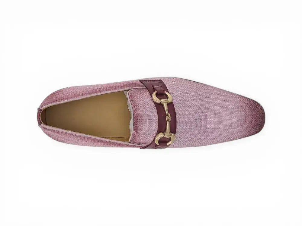 Linen Loafer With Gold Tone Buckle Carrucci