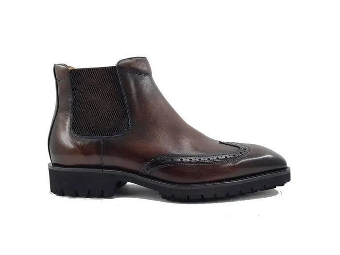 Lug Sole Chelsea Boot with Wingtip Toe Carrucci