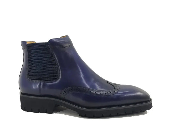 Lug Sole Chelsea Boot with Wingtip Toe Carrucci