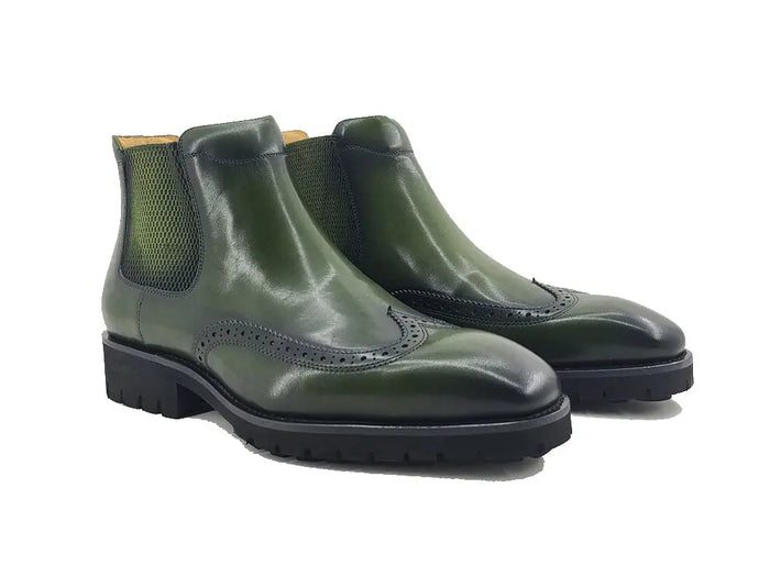 Lug Sole Chelsea Boot with Wingtip Toe Carrucci