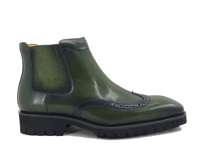 Lug Sole Chelsea Boot with Wingtip Toe Carrucci