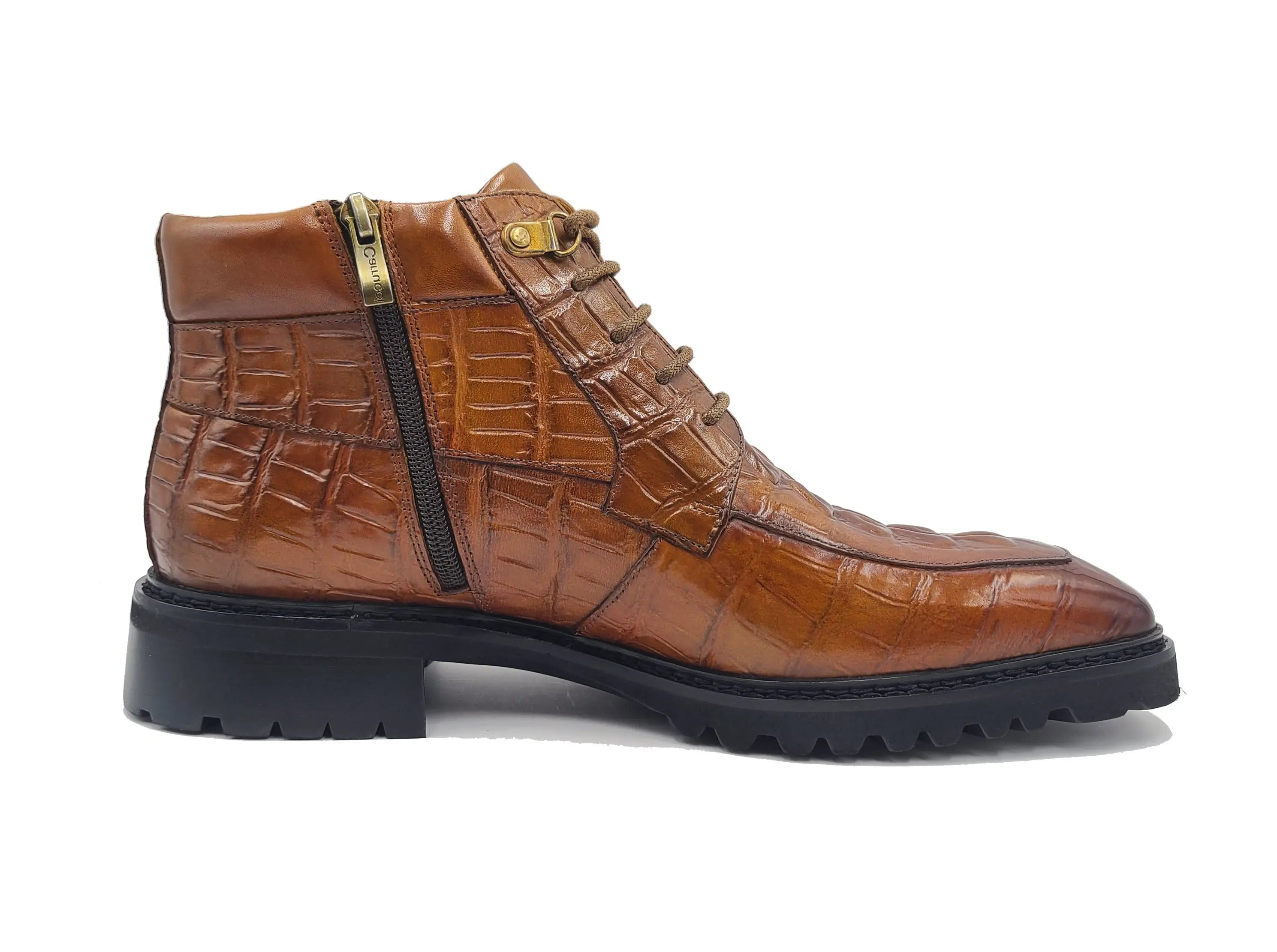 Men's Lace-up Boots Alligator Embossed - Carrucci Shoes