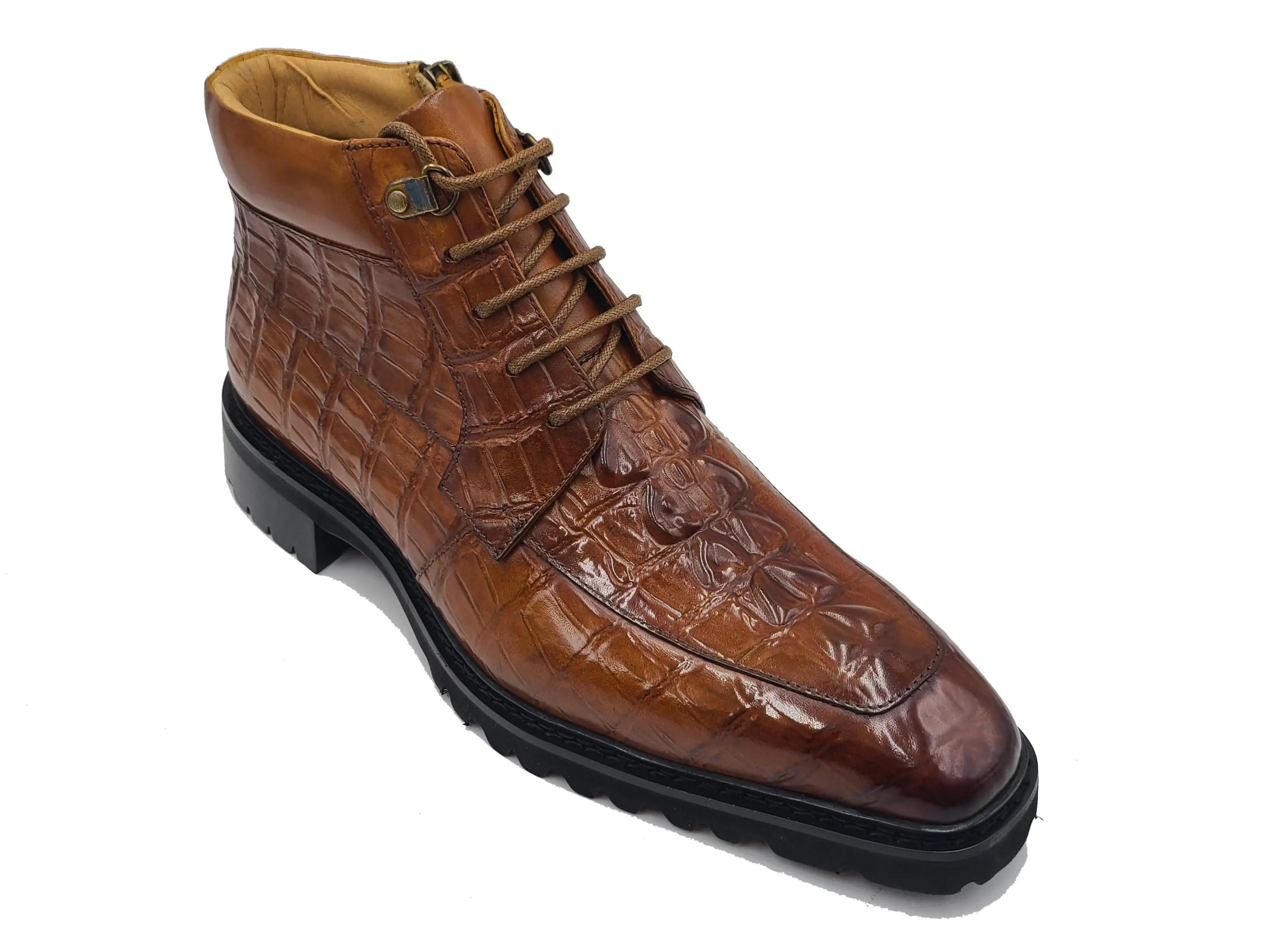 Men's Lace-up Boots Alligator Embossed - Carrucci Shoes