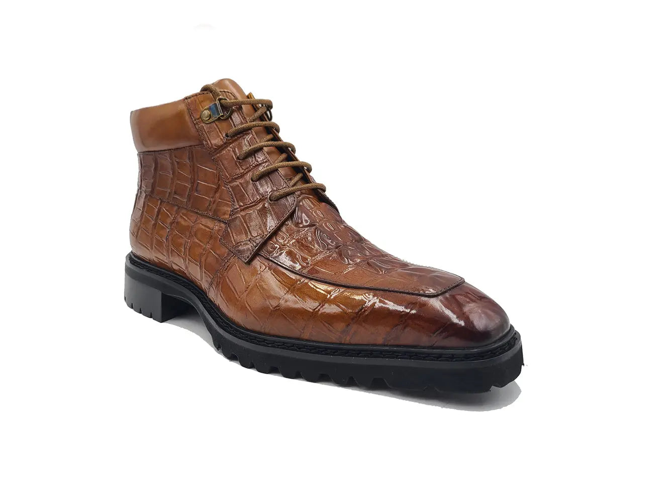 Men's Lace-up Boots Alligator Embossed - Carrucci Shoes