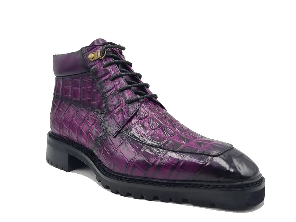 Men's Lace-up Boots Alligator Embossed - Carrucci Shoes