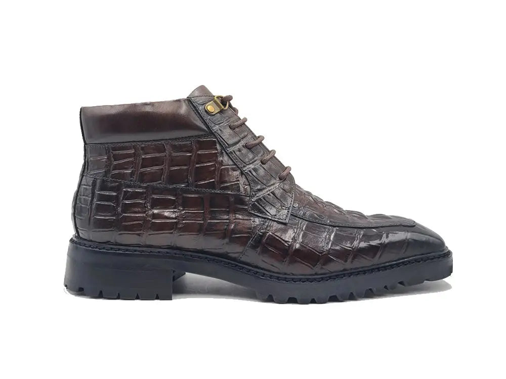 Men's Lace-up Boots Alligator Embossed - Carrucci Shoes