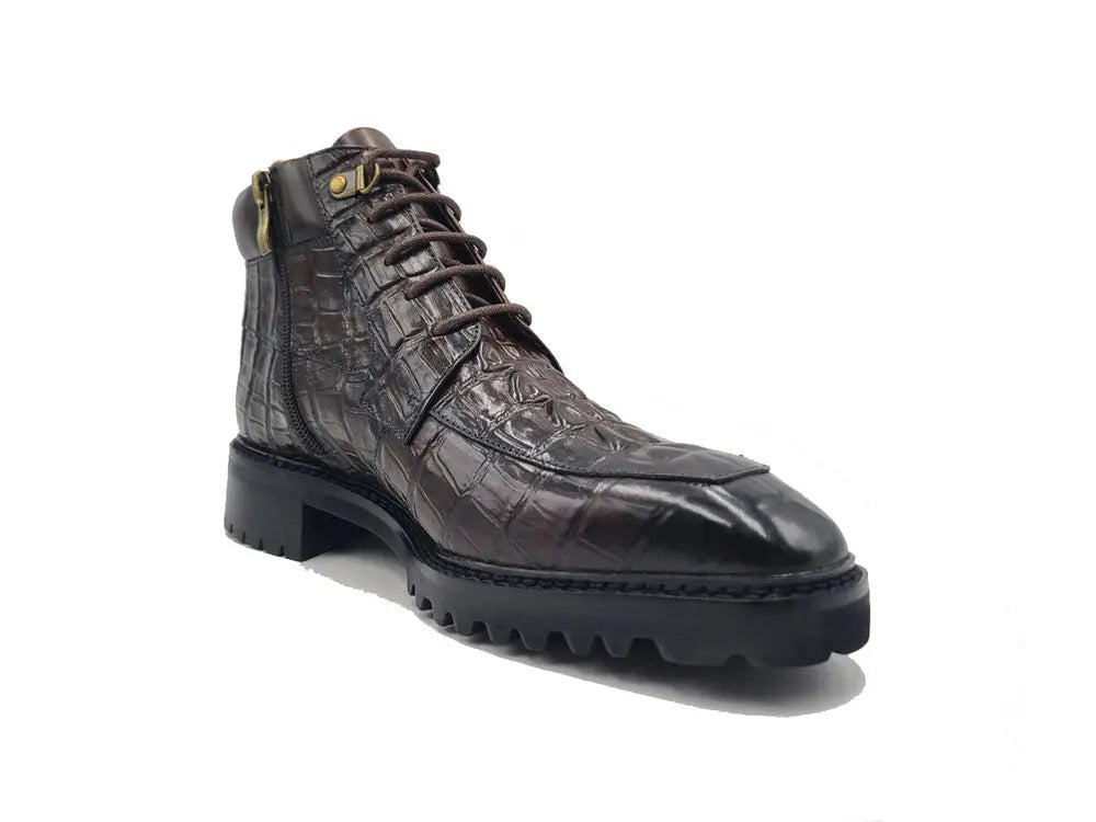 Men's Lace-up Boots Alligator Embossed - Carrucci Shoes