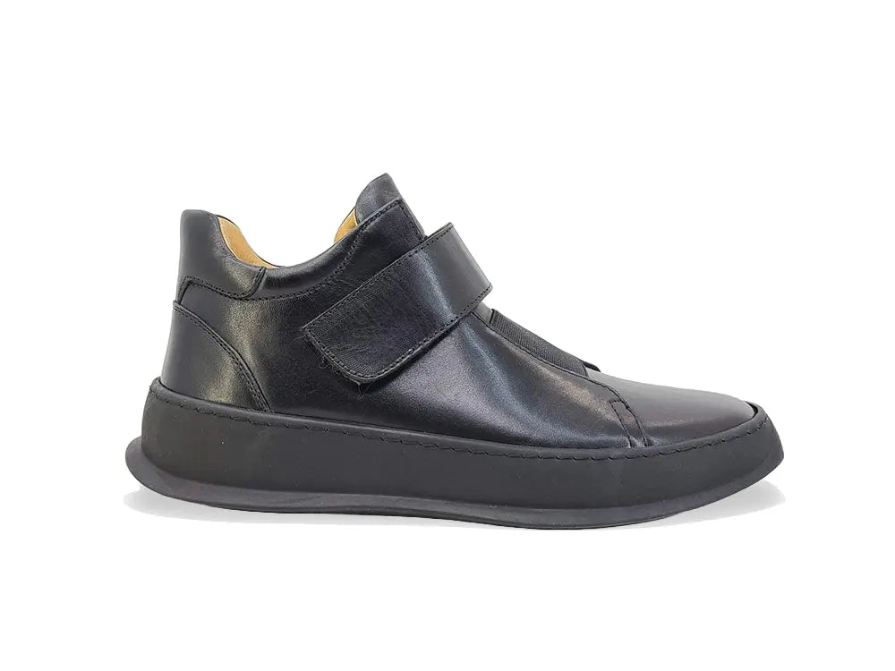 Mid Top Burnished Leather Sneaker Carrucci