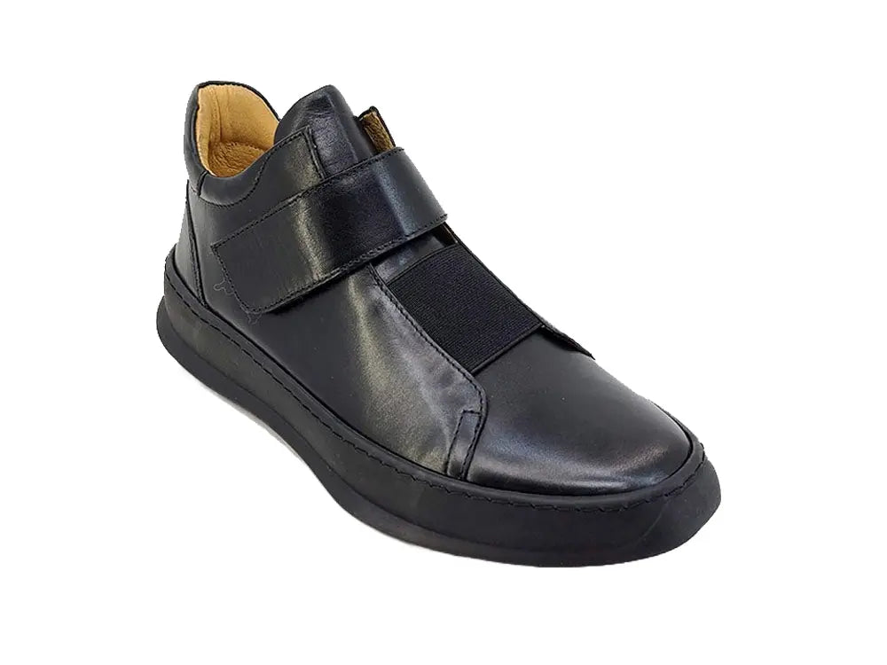 Mid Top Burnished Leather Sneaker Carrucci