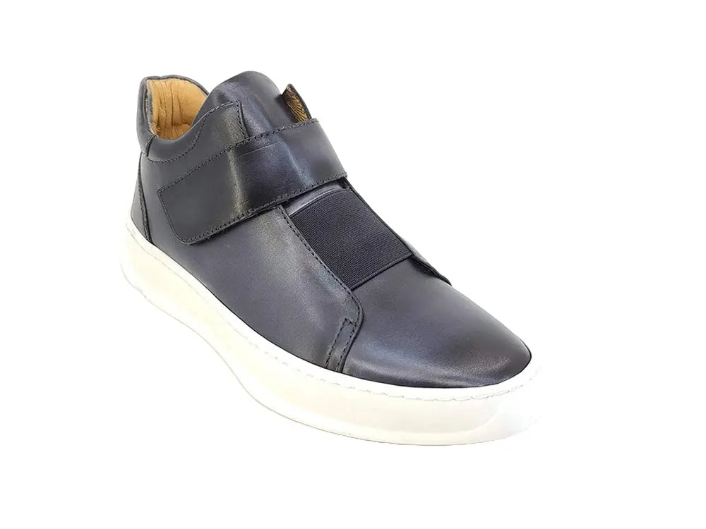 Mid Top Burnished Leather Sneaker Carrucci