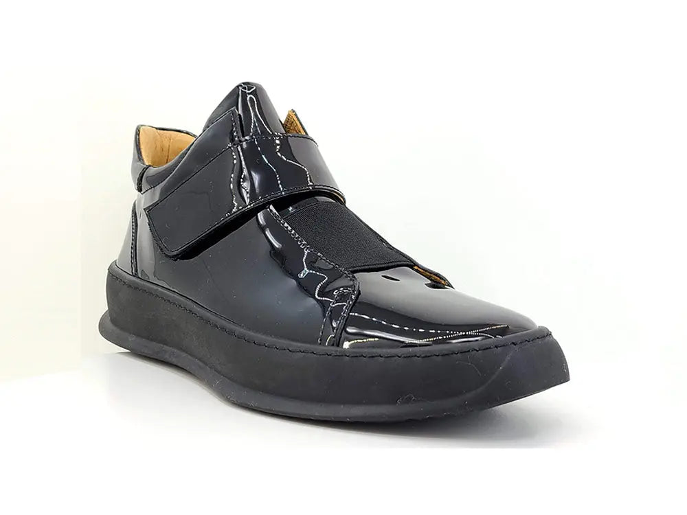 Mid Top Burnished Leather Sneaker Carrucci