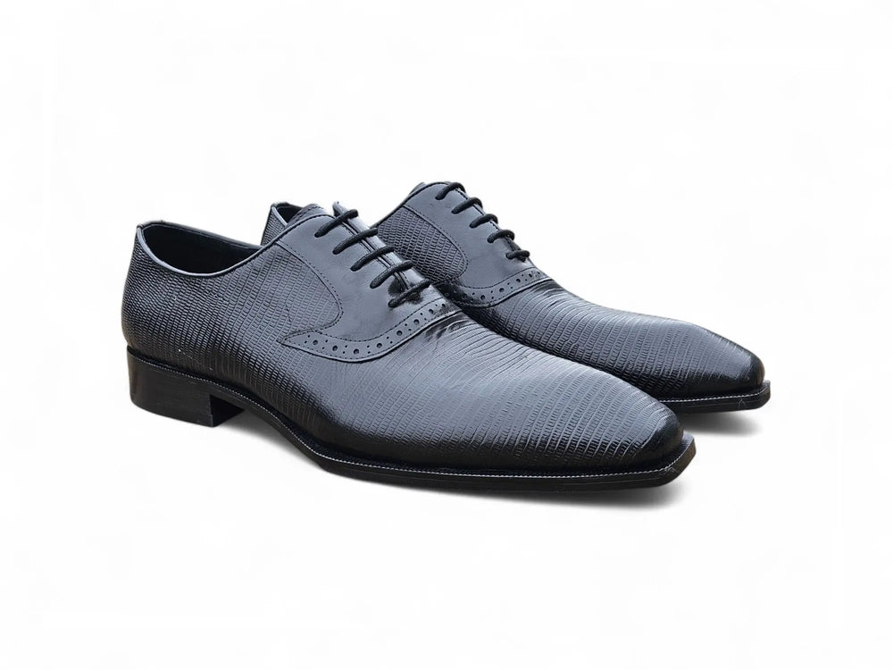 Milano Lizard Embossed Oxford Dress Shoes - Carrucci Shoes display picture 1