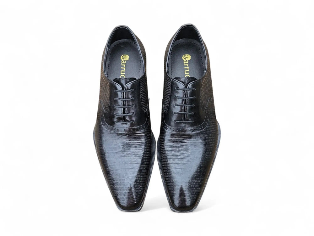 Milano Lizard Embossed Oxford Dress Shoes - Carrucci Shoes display picture 1