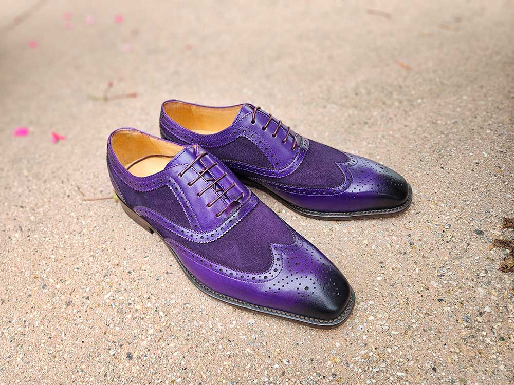 Mixed Media Burnished Wingtip Oxford Carrucci