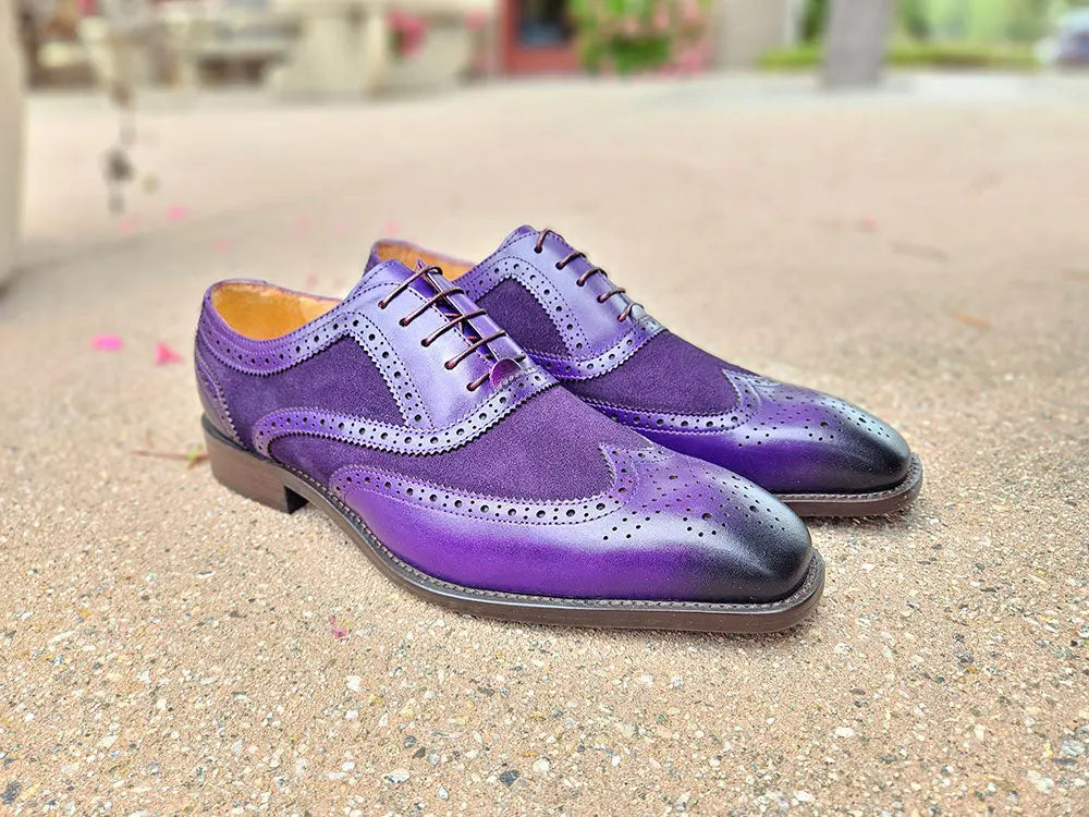 Mixed Media Burnished Wingtip Oxford Carrucci