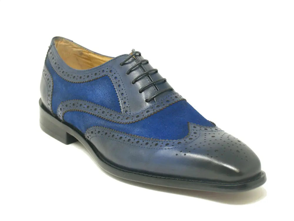 Mixed Media Burnished Wingtip Oxford Carrucci