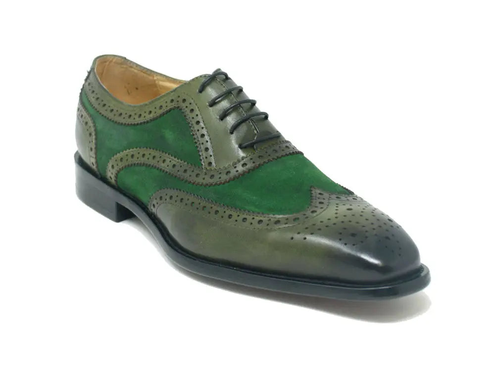 Mixed Media Burnished Wingtip Oxford Carrucci