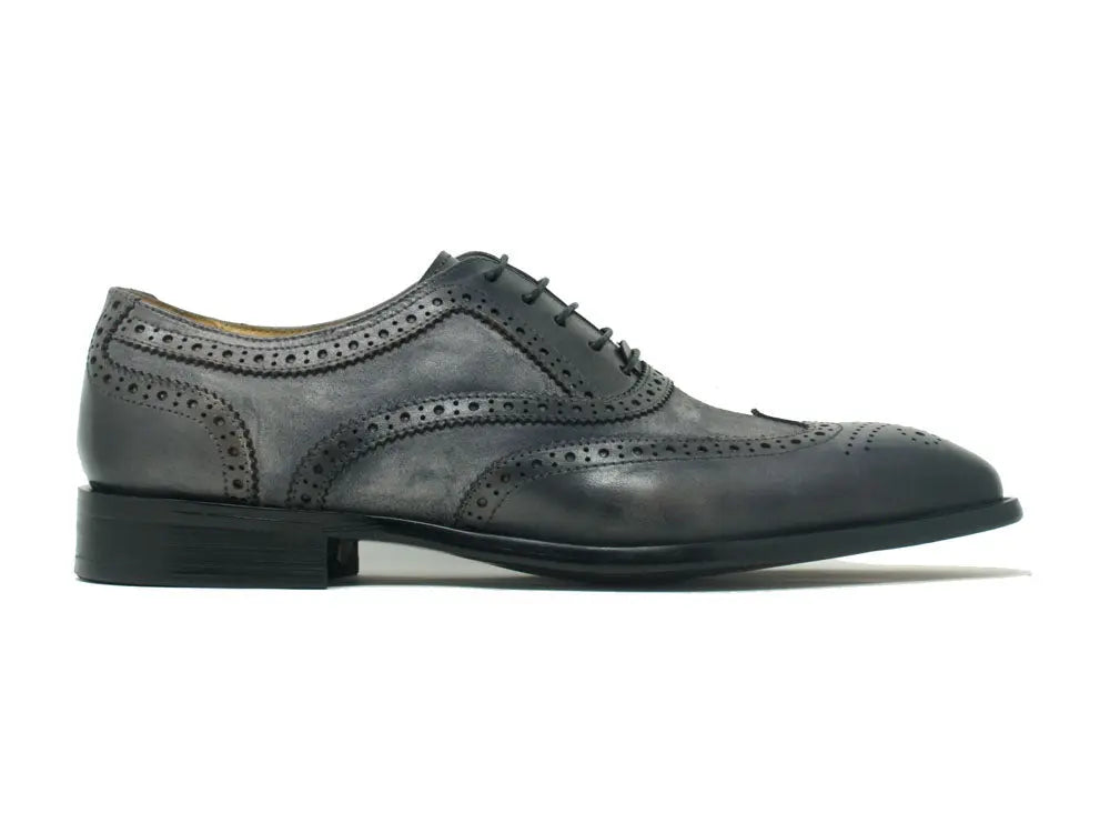 Mixed Media Burnished Wingtip Oxford Carrucci