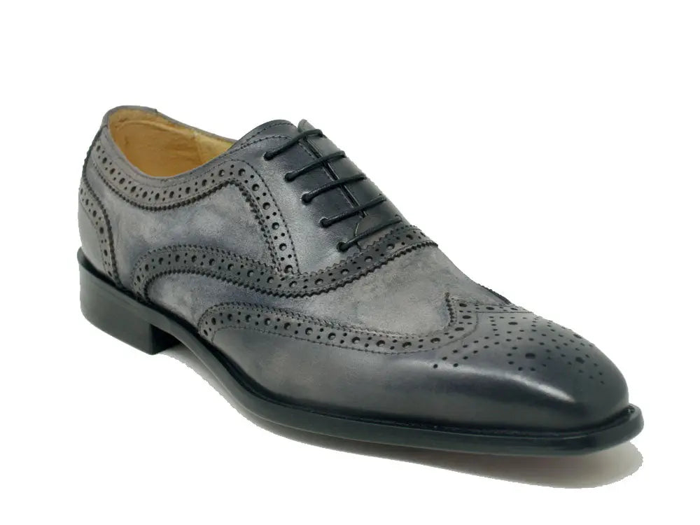 Mixed Media Burnished Wingtip Oxford Carrucci