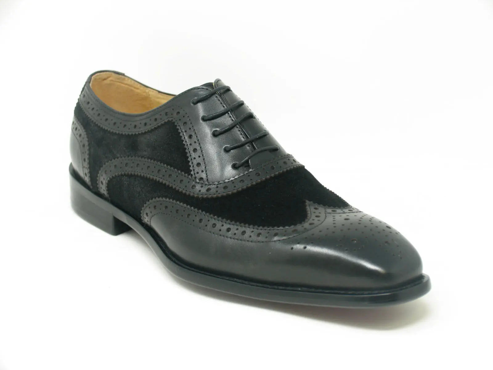 Mixed Media Burnished Wingtip Oxford Carrucci