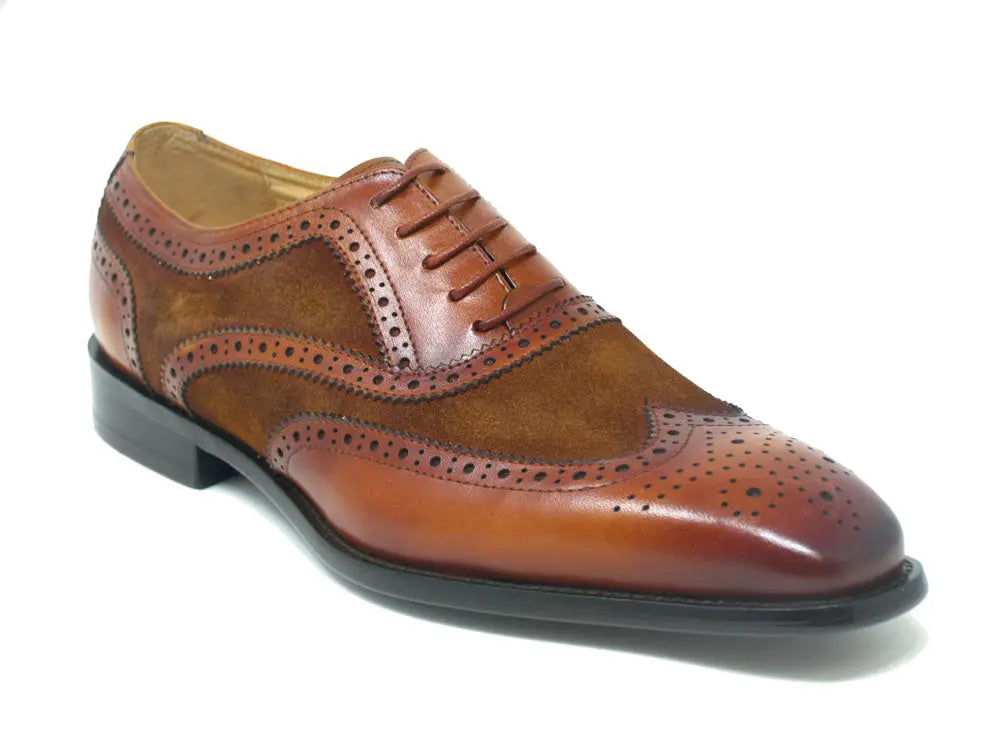 Mixed Media Burnished Wingtip Oxford Carrucci