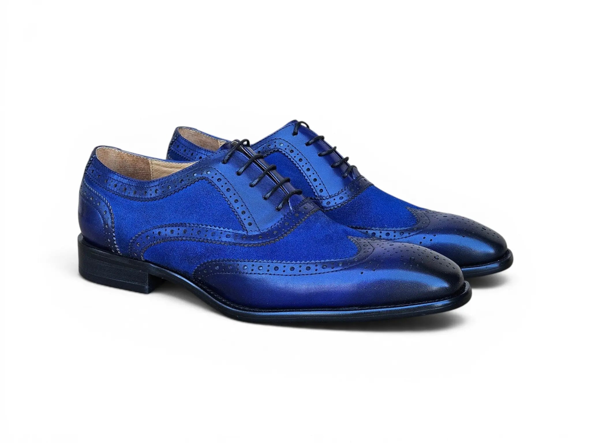 Mixed Media Burnished Wingtip Oxford Carrucci