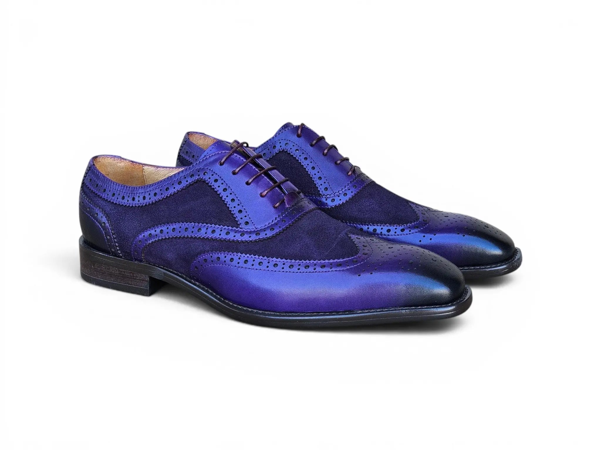 Mixed Media Burnished Wingtip Oxford Carrucci