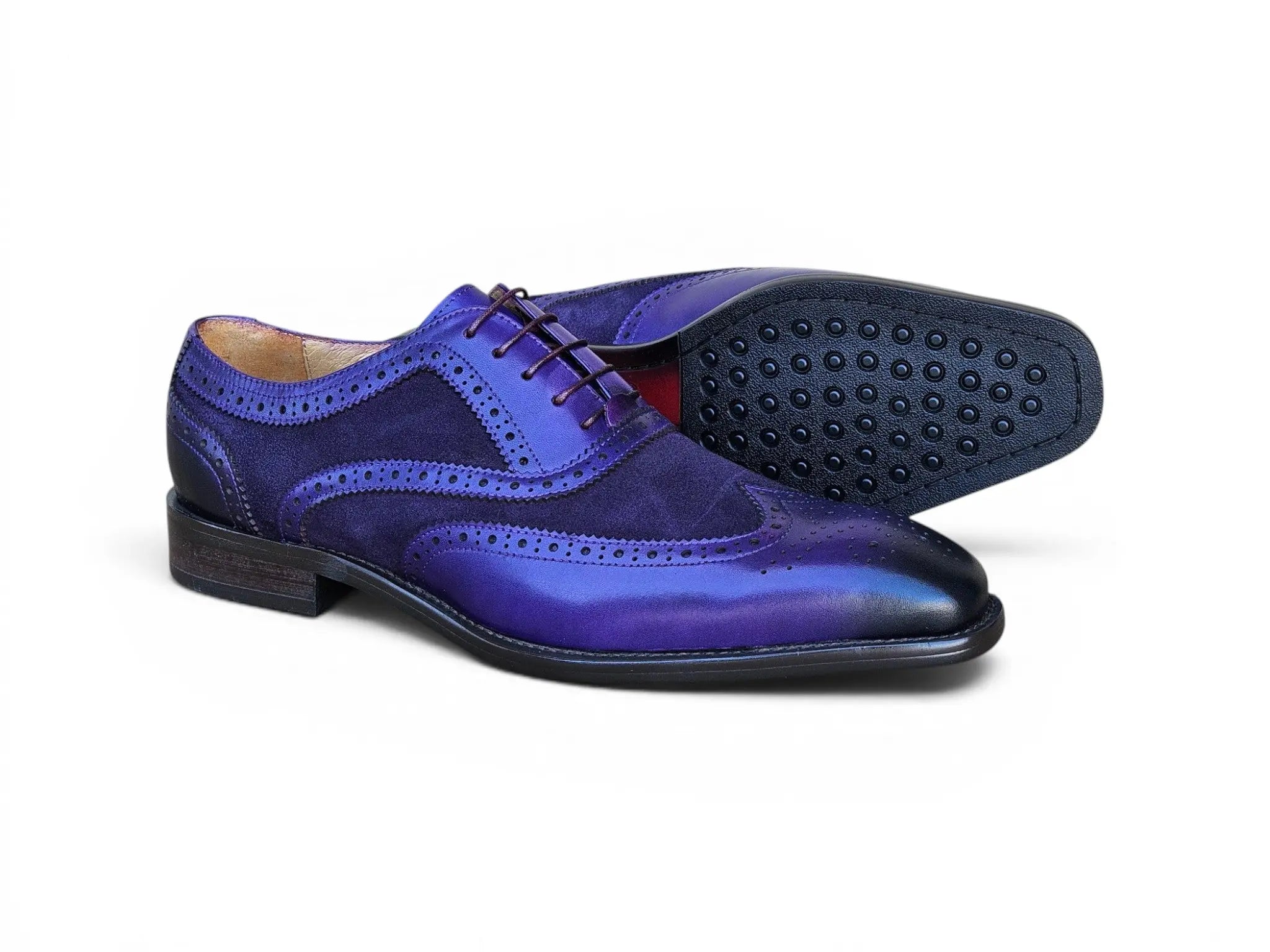 Mixed Media Burnished Wingtip Oxford Carrucci