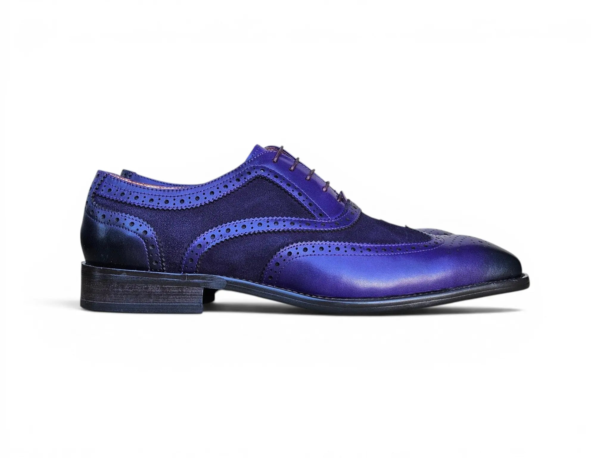 Mixed Media Burnished Wingtip Oxford Carrucci