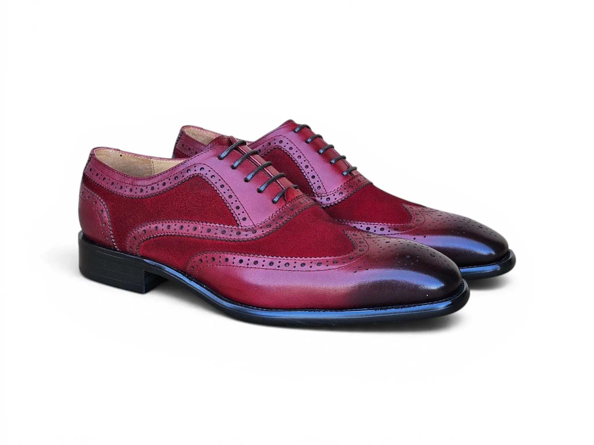 Mixed Media Burnished Wingtip Oxford Carrucci