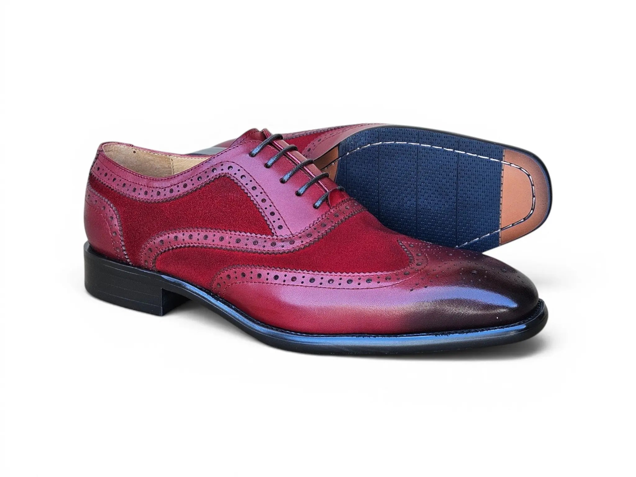 Mixed Media Burnished Wingtip Oxford Carrucci