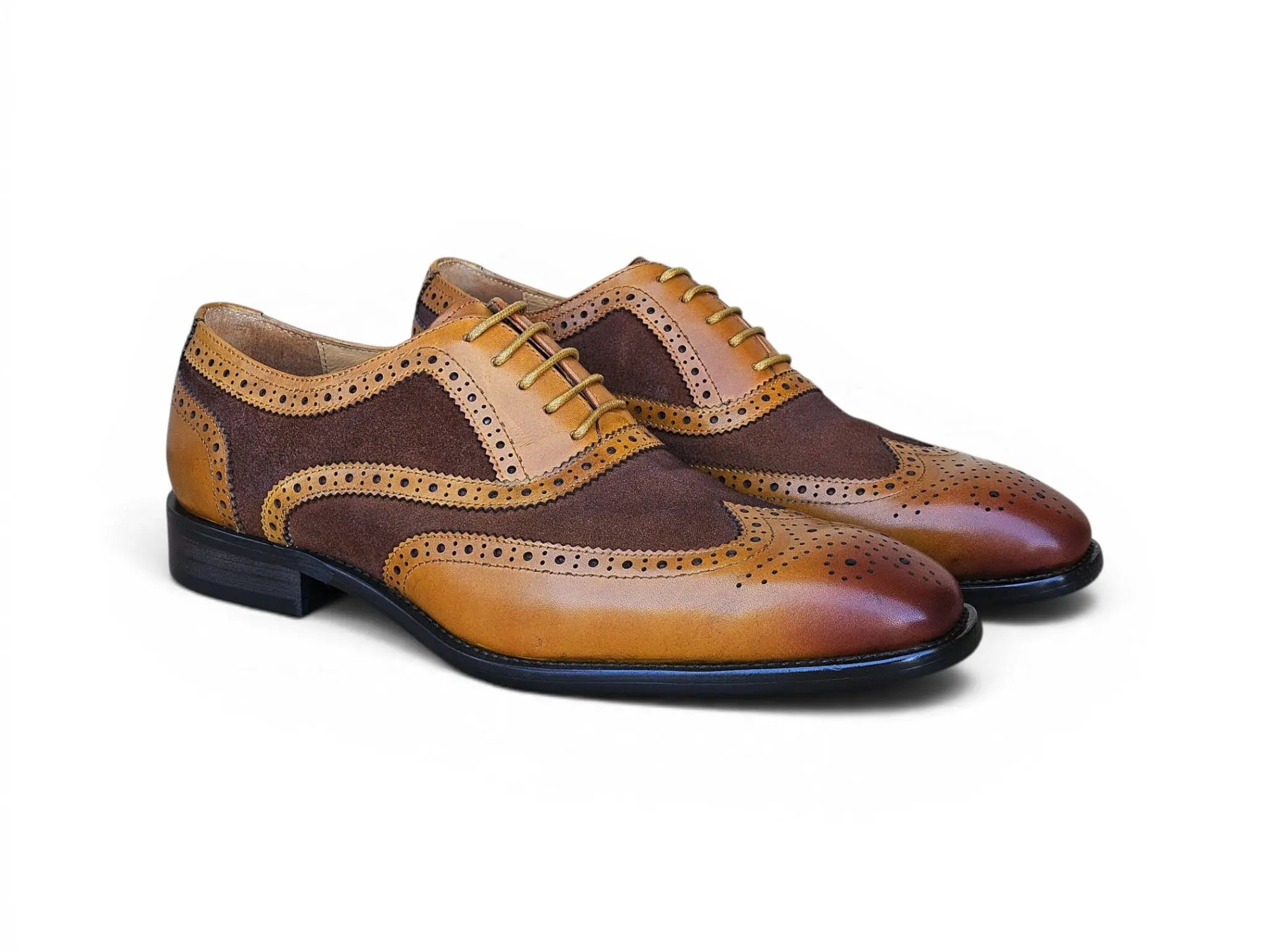 Mixed Media Burnished Wingtip Oxford Carrucci