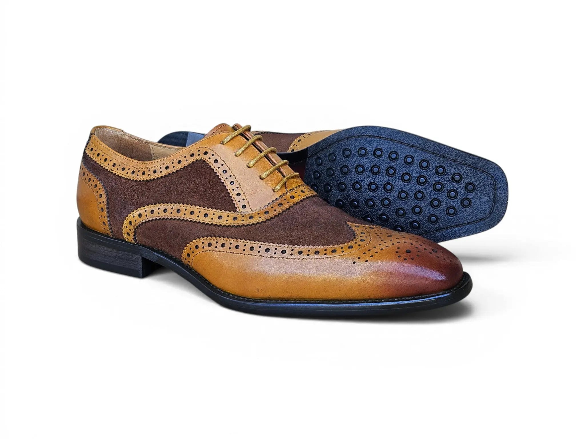Mixed Media Burnished Wingtip Oxford Carrucci