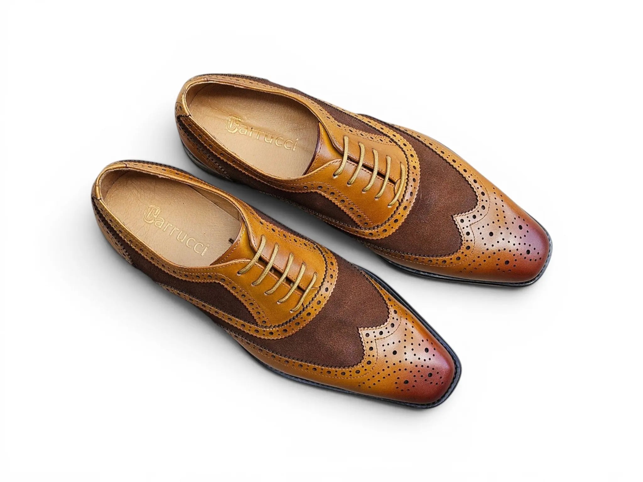 Mixed Media Burnished Wingtip Oxford Carrucci