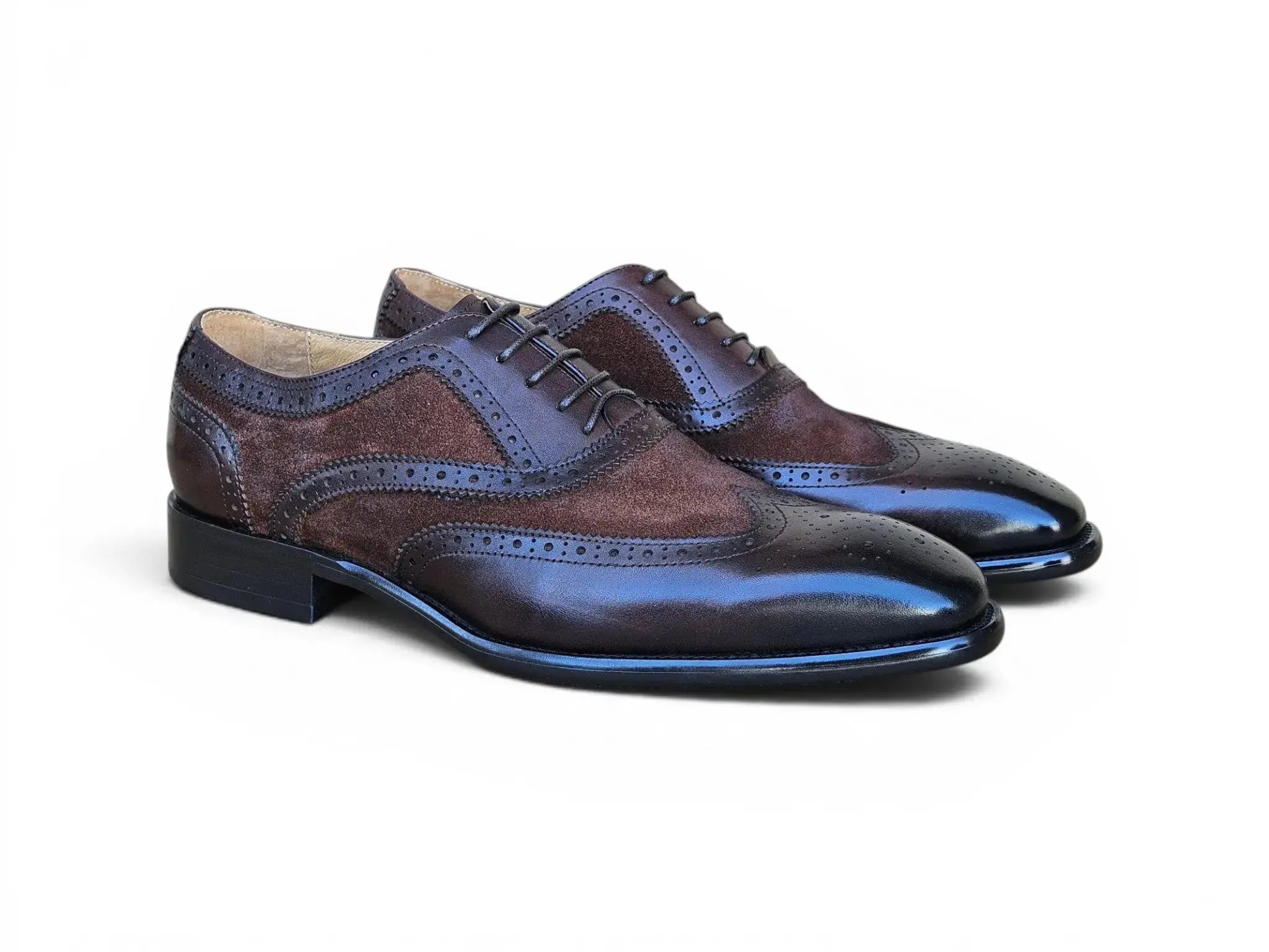 Mixed Media Burnished Wingtip Oxford Carrucci