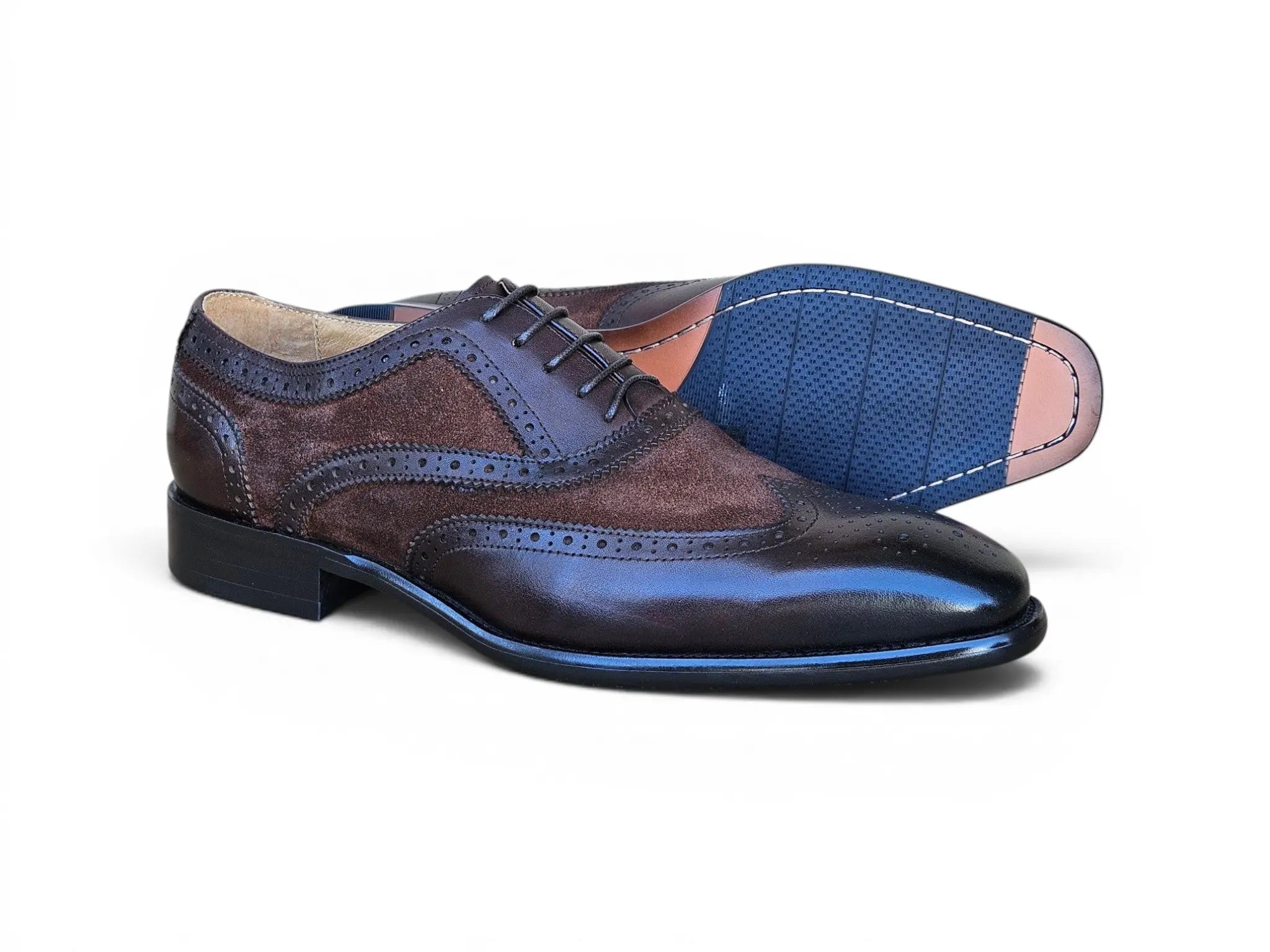 Mixed Media Burnished Wingtip Oxford Carrucci