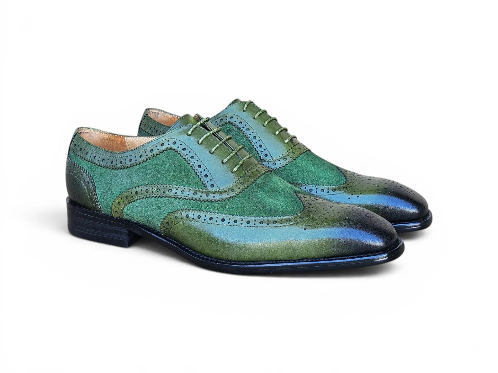Mixed Media Burnished Wingtip Oxford Carrucci