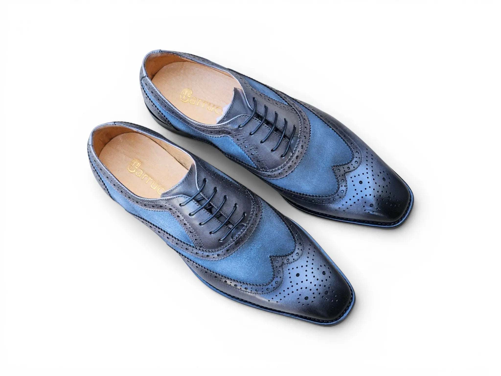 Mixed Media Burnished Wingtip Oxford Carrucci