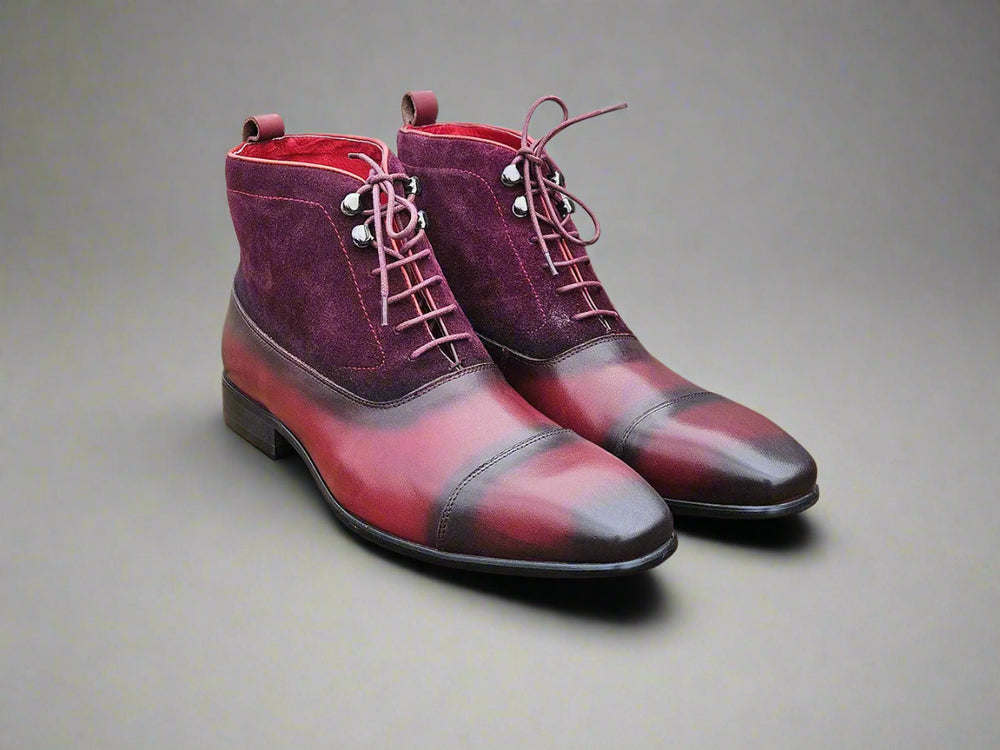 Mixed Media Lace-up Suede Boot - Carrucci Shoes display picture 1