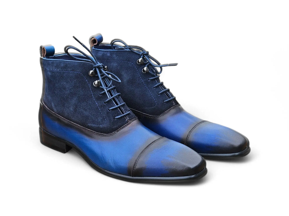 Mixed Media Lace-up Suede Boot - Carrucci Shoes display picture 1