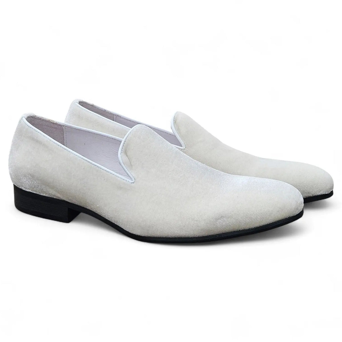 Off-white Velvet Dress Loafer - Carrucci Shoes display picture 3