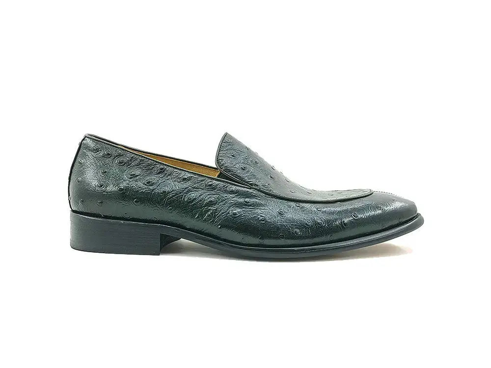 Ostrich Embossed Calfskin Slip-on Loafer Carrucci