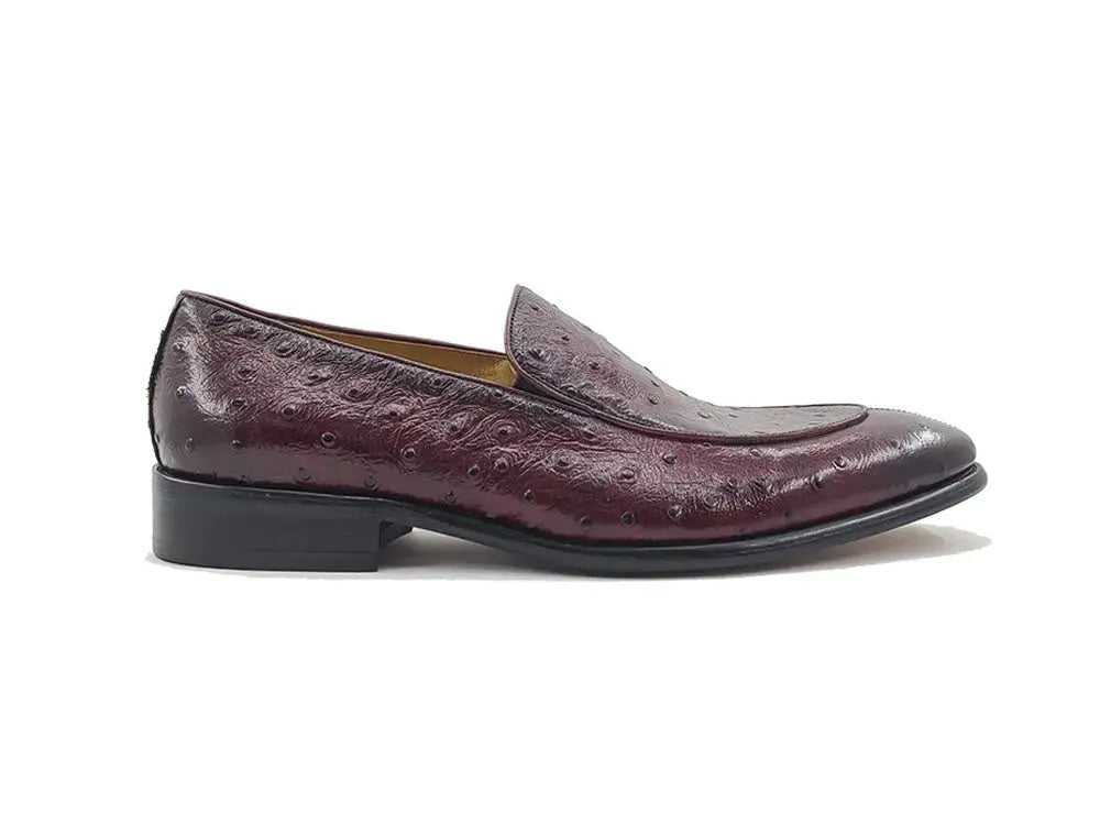 Ostrich Embossed Calfskin Slip-on Loafer Carrucci