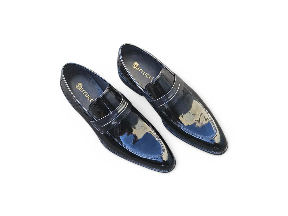 Patent Leather Tuxedo Penny Loafer - Carrucci Shoes Black / 14 Patent Leather Tuxedo Penny Loafer - Carrucci Shoes Black / 14